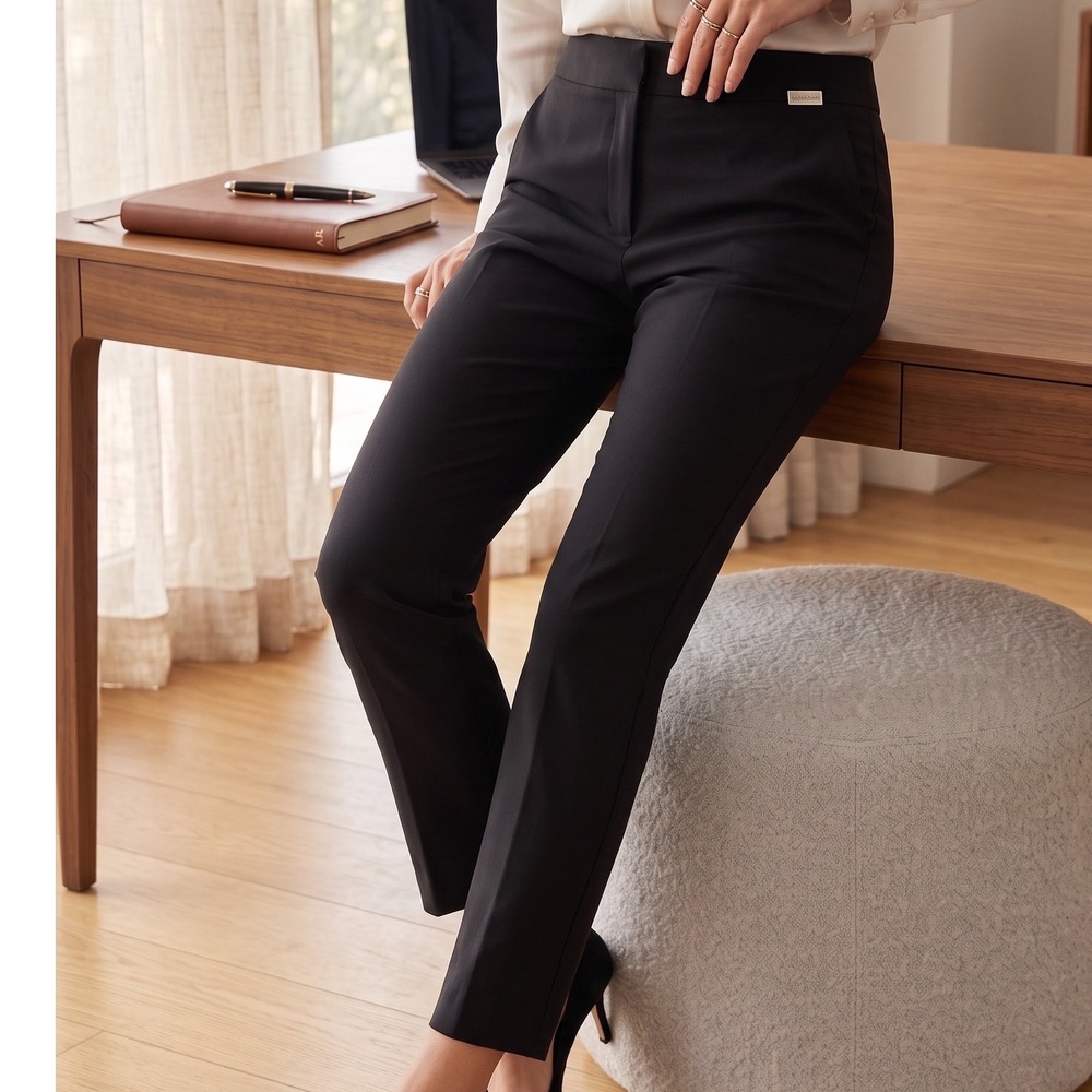 Calvin Klein Womens Black Straight Leg Dress Pants Stretch Size 4 M6KKH293